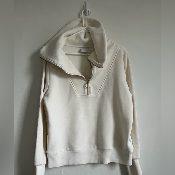 MEDIUM Varley Vine Half-Zip Pullover ivory cream zipper ribbed collar oversized - Picture 8 of 11
